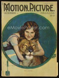5h116 MOTION PICTURE magazine December 1920 art of Hope Hampton hugging lion by Leo Sielke Jr.!