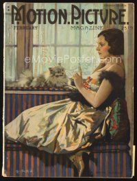 5h118 MOTION PICTURE magazine February 1921 cool art of Norma Talmadge & dog by Leo Sielke Jr.!