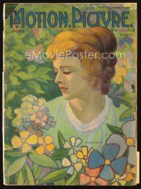 5h122 MOTION PICTURE magazine June 1921 great colorful art of Vivian Martin & flowers by Couard!