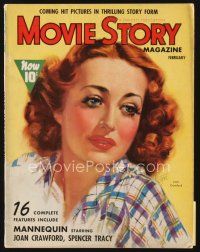 5h103 MOVIE STORY magazine February 1938 great art portrait of Joan Crawford by Zoe Mozert!