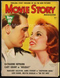 5h108 MOVIE STORY magazine July 1938 art of Cary Grant & pretty Katharine Hepburn by Zoe Mozert!