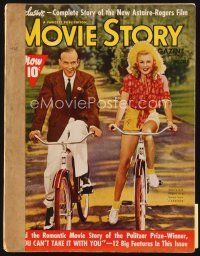 5h111 MOVIE STORY magazine October 1938 Fred Astaire & Ginger Rogers on bicycles in Carefree!