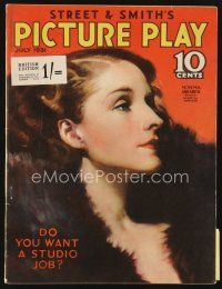 5h067 PICTURE PLAY magazine July 1931 art of beautiful glamorous Norma Shearer by Martha Sawyers!