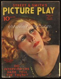 5h071 PICTURE PLAY magazine November 1931 great art portrait of Greta Garbo by John Drew!