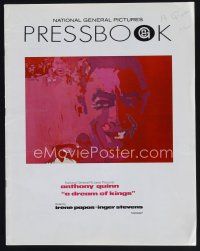 5h326 DREAM OF KINGS pressbook '69 cool Bob Peak artwork of Anthony Quinn, directed by Daniel Mann