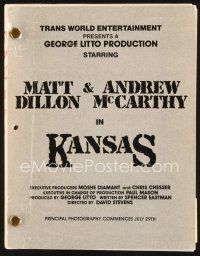5h222 KANSAS script March 1, 1987, bank robbery screenplay by Spencer Eastman!