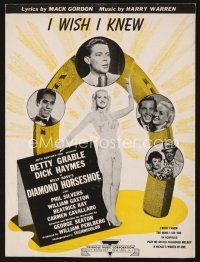 5h253 DIAMOND HORSESHOE sheet music '45 sexy full-length Betty Grable, I Wish I Knew!