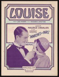 5h267 INNOCENTS OF PARIS sheet music '29 Maurice Chevalier romances Sylvia Beecher, Louise!