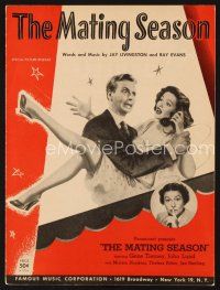 5h273 MATING SEASON sheet music '51 Gene Tierney, John Lund & Thelma Ritter, the title song!