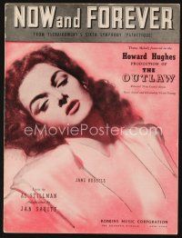 5h279 OUTLAW sheet music '46 different art of sexy Jane Russell, Howard Hughes, the title song!