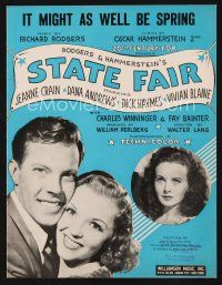 5h288 STATE FAIR sheet music '45 Rogers & Hammerstein musical, It Might As Well Be Spring!