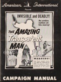 5h299 AMAZING TRANSPARENT MAN pressbook '59 Edgar Ulmer, cool fx art of invisible & deadly convict!