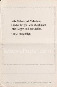 5h314 CARNAL KNOWLEDGE pressbook '71 Jack Nicholson, Candice Bergen, Art Garfunkel, Ann-Margret!