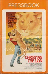 5h315 CHRISTIAN THE LION pressbook 1977 Bill Travers & the Born Free legend grows!