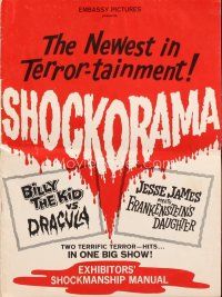 5h342 JESSE JAMES FRANKENSTEIN'S/BILLY KID VS DRACULA pressbook '65 western horror double-bill!