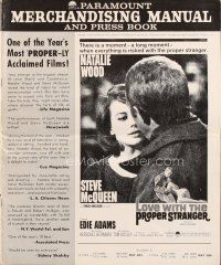 5h351 LOVE WITH THE PROPER STRANGER pressbook '64 romantic c/u of Natalie Wood & Steve McQueen!