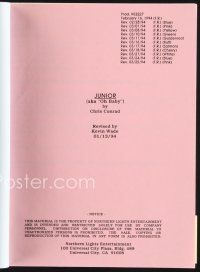5h221 JUNIOR script January 13, 1994, screenplay by Chris Conrad & Kevin Wade!
