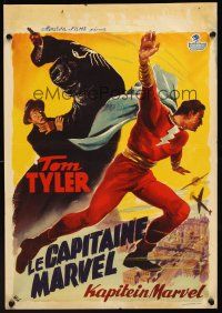 5j333 ADVENTURES OF CAPTAIN MARVEL Belgian '40s Tom Tyler serial, different super hero art!