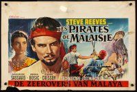 5j430 PIRATES OF MALAYSIA Belgian '64 cool c/u art of swashbuckler Steve Reeves in action!
