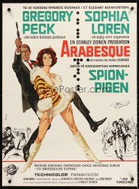 5j484 ARABESQUE Danish '66 Gregory Peck, sexy Sophia Loren, ultra mod, ultra mad, ultra mystery!
