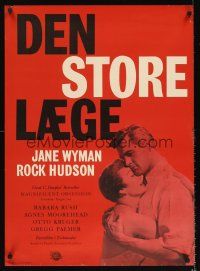 5j567 MAGNIFICENT OBSESSION Danish '54 image of Jane Wyman holding Rock Hudson, Douglas Sirk