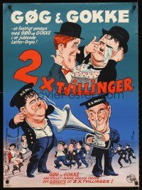 5j584 OUR RELATIONS Danish R60s artwork of wacky Stan Laurel & Oliver Hardy!