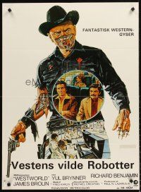 5j629 WESTWORLD Danish '73 Michael Crichton, cool artwork of cyborg Yul Brynner!