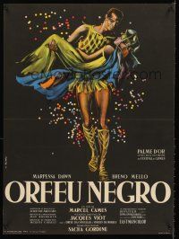 5j649 BLACK ORPHEUS French 23x32 '59 Marcel Camus' Orfeu Negro, best art by Georges Allard!