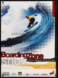 5j652 BOARDING ZONE French 23x32 '95 cool image of snowboarder riding a wave!