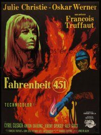 5j677 FAHRENHEIT 451 French 23x32 '67 Francois Truffaut, Julie Christie, Ray Bradbury!