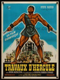 5j688 HERCULES French 23x32 '59 artwork of the world's mightiest man Steve Reeves!