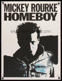 5j691 HOMEBOY teaser French 23x32 '88 cool close-up art of tough guy Mickey Rourke!