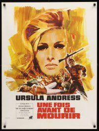 5j728 ONCE BEFORE I DIE French 23x32 '66 sexy Ursula Andress, cool Landi artwork!