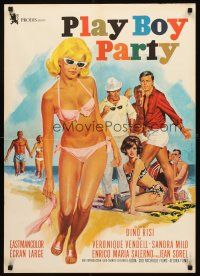 5j773 WEEKEND WIVES French 23x32 '66 sexy Jean Mascii art of Italian beach Play Boy Party!