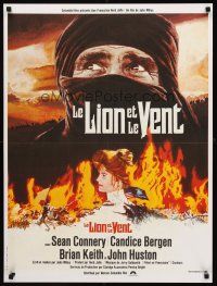 5j775 WIND & THE LION French 23x32 '75 art of Sean Connery & Candice Bergen, directed by Milius!