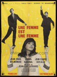 5j778 WOMAN IS A WOMAN French 23x32 '61 Jean-Luc Godard's Une femme est une femme,Belmondo, Karina