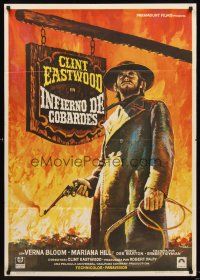 5j132 HIGH PLAINS DRIFTER Spanish '73 classic art of Clint Eastwood holding gun & whip!