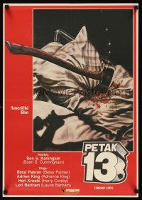5j236 FRIDAY THE 13th Yugoslavian '81 great Joann art, slasher horror classic, 24 hours of terror