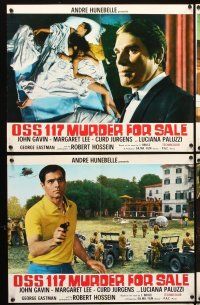 5j185 OSS 117 - DOUBLE AGENT 10 Ital/Eng 13x18 pbustas '68 John Gavin in title role as wacky spy!