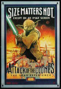 5k045 ATTACK OF THE CLONES style A IMAX DS 1sh '02 Star Wars Episode II, McMacken art of Yoda!