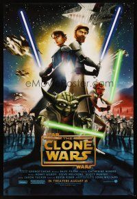 5k690 STAR WARS: THE CLONE WARS advance DS 1sh '08 art of Anakin Skywalker, Yoda, & Obi-Wan Kenobi!