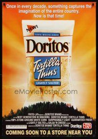 5k192 DORITOS TORTILLA THINS advance 1sh '93 wacky movie spoof snack chips tie-in!