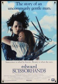 5k199 EDWARD SCISSORHANDS int'l 1sh '90 Tim Burton classic, scarred Johnny Depp & Winona Ryder!