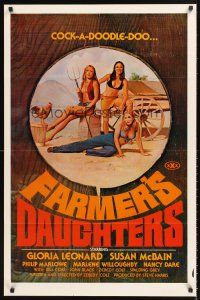 5k220 FARMER'S DAUGHTERS 1sh '73 early Spalding Gray, sexy farmgirl artwork, cock-a-doodle-doo!