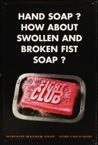 5k223 FIGHT CLUB hard-to-find how about swollen & broken fist soap teaser 1sh '99 Brad Pitt!