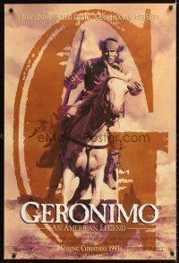 5k259 GERONIMO advance DS 1sh '93 Walter Hill, great image of Native American Wes Studi on horse!
