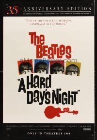 5k295 HARD DAY'S NIGHT advance 1sh R99 great image of The Beatles, rock & roll classic!