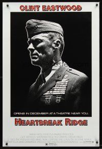 5k304 HEARTBREAK RIDGE advance 1sh '86 Clint Eastwood all decked out in uniform & medals!