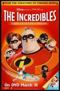 5k349 INCREDIBLES video 1sh '04 Disney/Pixar animated sci-fi superhero family!