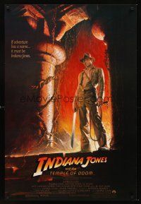 5k358 INDIANA JONES & THE TEMPLE OF DOOM 1sh '84 full-length art of Harrison Ford by Bruce Wolfe!